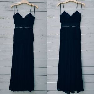 Cache Vintage 80s Black Silk Mesh Maxi Gown